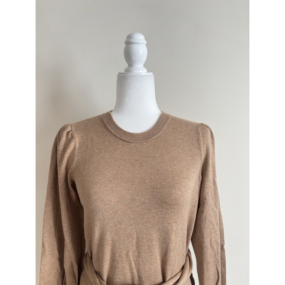 Lauren Ralph Lauren Black Label Belted‎ Cotton Blend Sweater Size Camel Heather - Picture 3 of 7